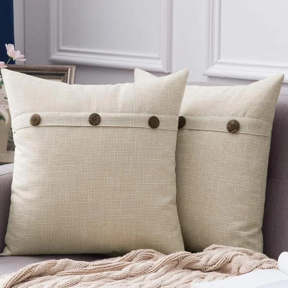 Set of 2, Miulee Pillow Covers - tan & white